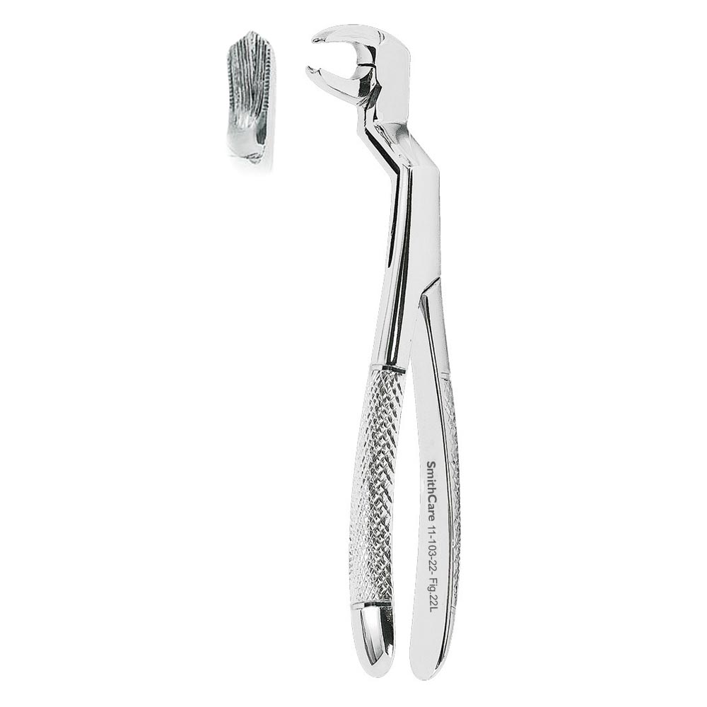 Dental Extracting Forcep English Pattern Lower molars Fig.22,Fig. 22L Routurier and Fig. 22R Routurier,Shown in Figures Dental Extracting Forcep English Pattern Lower molars Fig.22,Fig. 22L Routurier and Fig. 22R Routurier,Shown in Figures